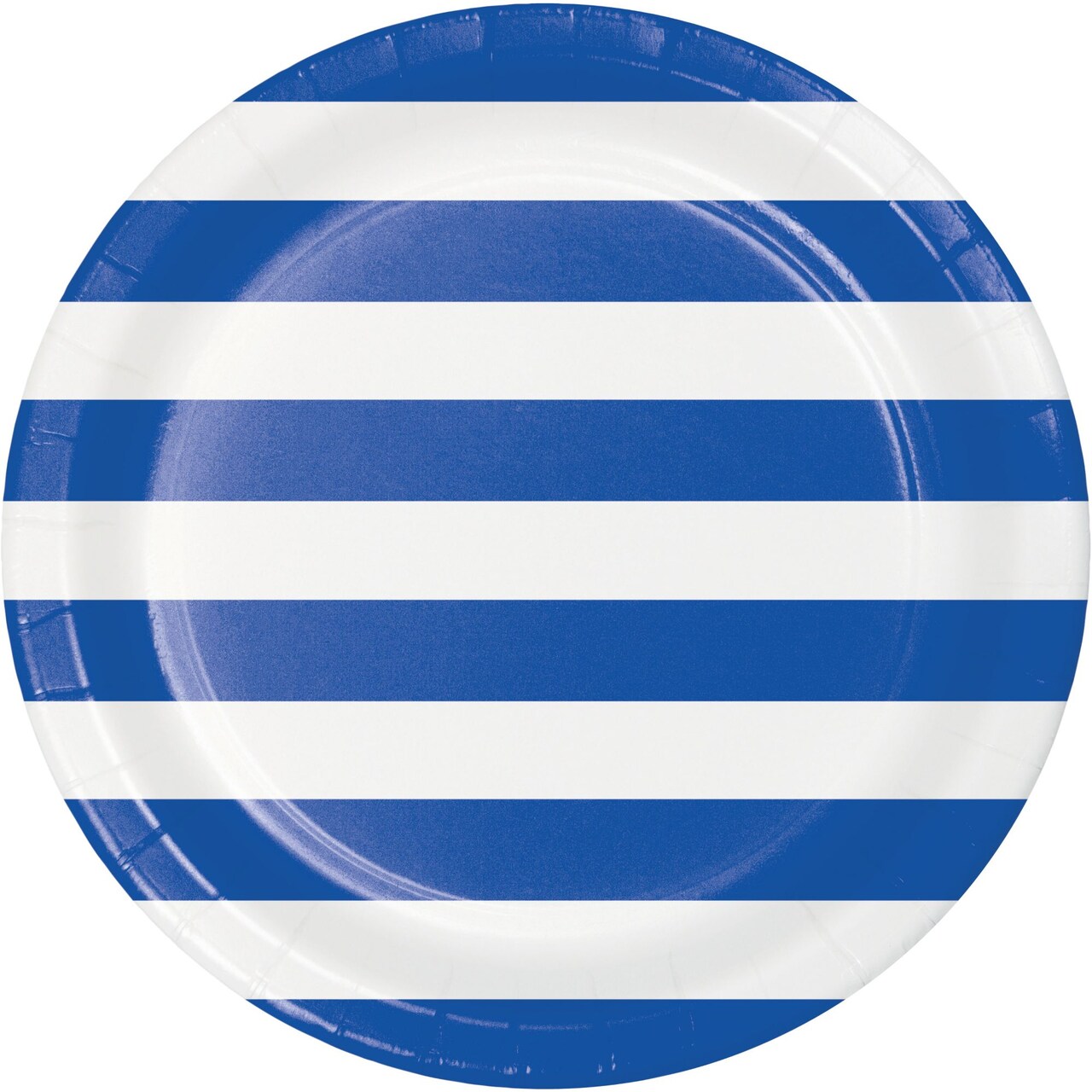 Party Central Striped Disposable Paper Dinner Plates - 8.75" - Blue and White - Club Pack of 96